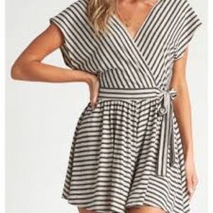 Billabong Black and White Striped Romper